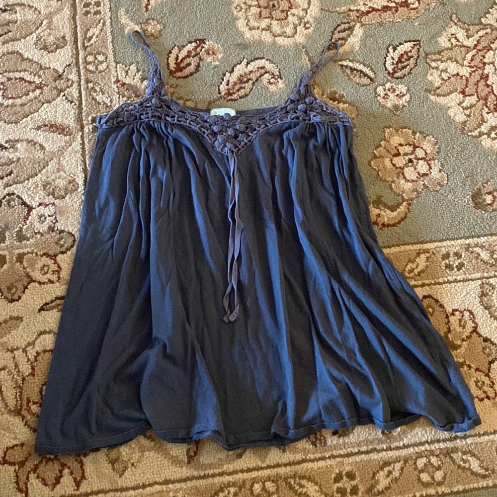 Kimchi blue navy tank top with crochet detail